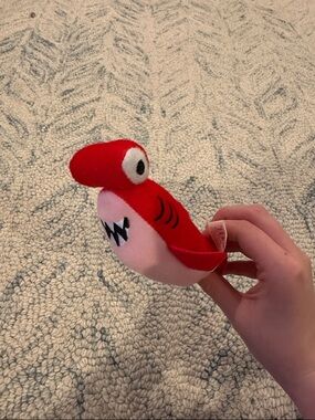 Red & Pink Plush Shark Pet Toy